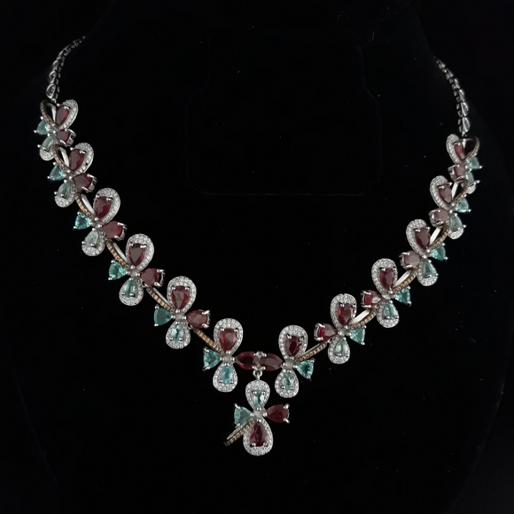 Luxurious Red Blood Ruby and Neon Apatite Set - Picture 16 of 16